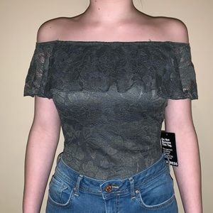 New Off-the-shoulder Lace Bodysuit (Express)